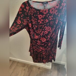 Floral Black and Red Dress